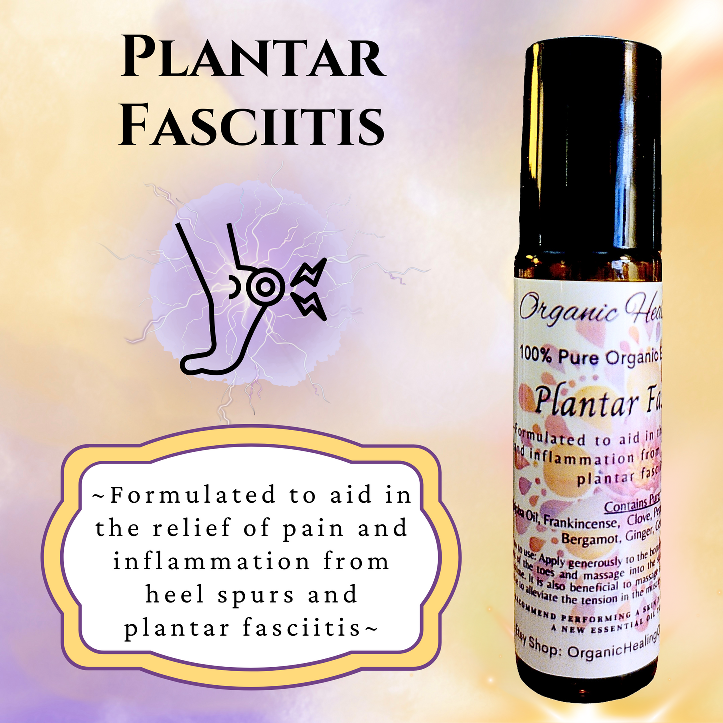 Plantar Fasciitis Support Oil 10ml Roller for Heel Spur Pain Relief