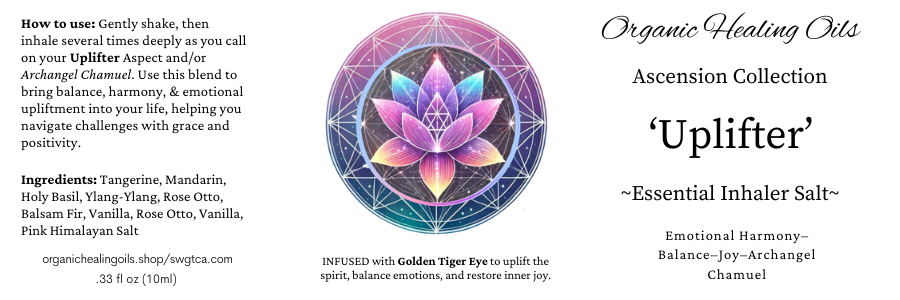 Uplifter Spiritual Ascension Aromatherapy Inhaler from Ascension Collection, with Golden Tiger Eye, for emotional harmony and balance.