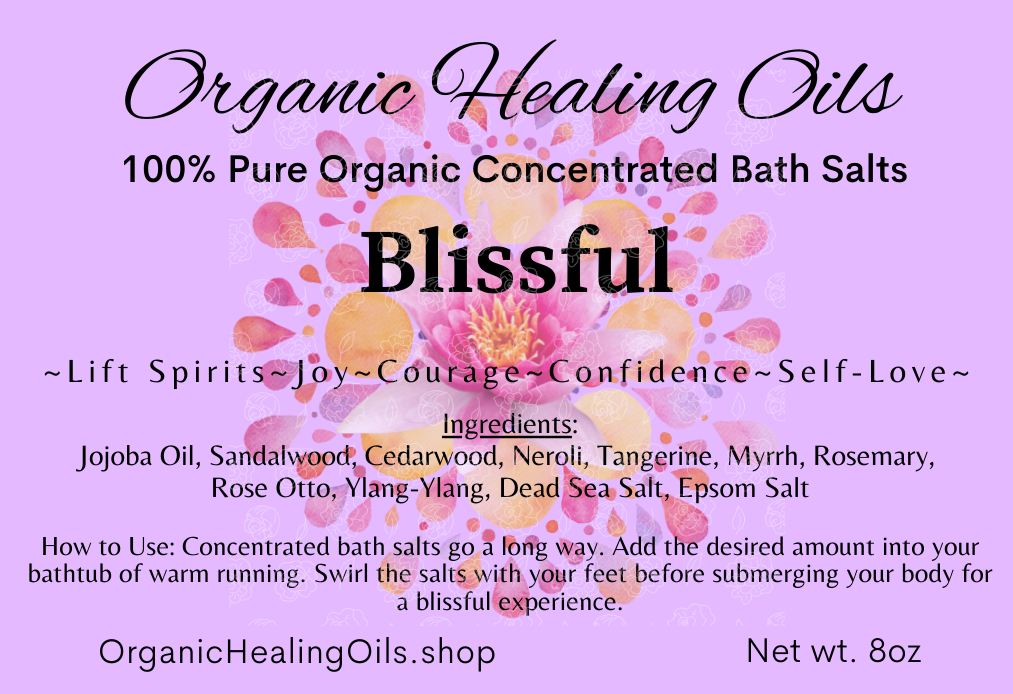 Label for Emotional Harmony | Concentrated Essential Bath Salts | Blissful