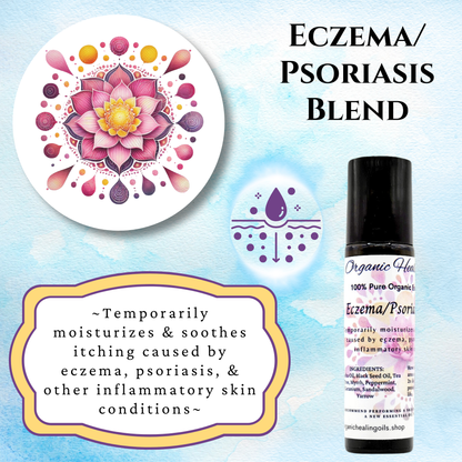 Eczema and Psoriasis Soothing Oil 10ml roller with therapeutic grade essential oils for hydration and comfort of sensitive skin.