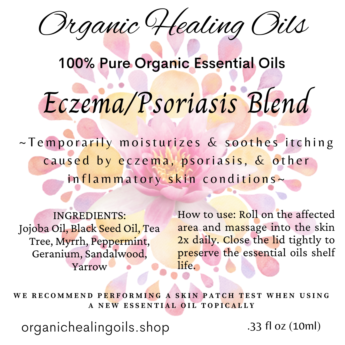 Label for Eczema and Psoriasis Soothing Oil