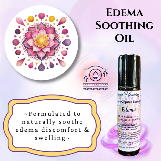 Edema Soothing Oil 10ml Roller with natural ingredients for swelling reduction and circulation support.