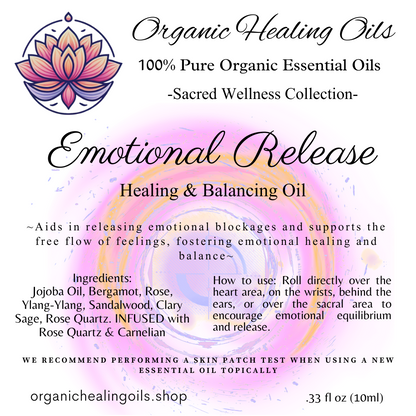 Artistic representation of the powerful emotional release properties of the Emotional Release Blend, illustrating its connection to the Heart and Sacral Chakras.