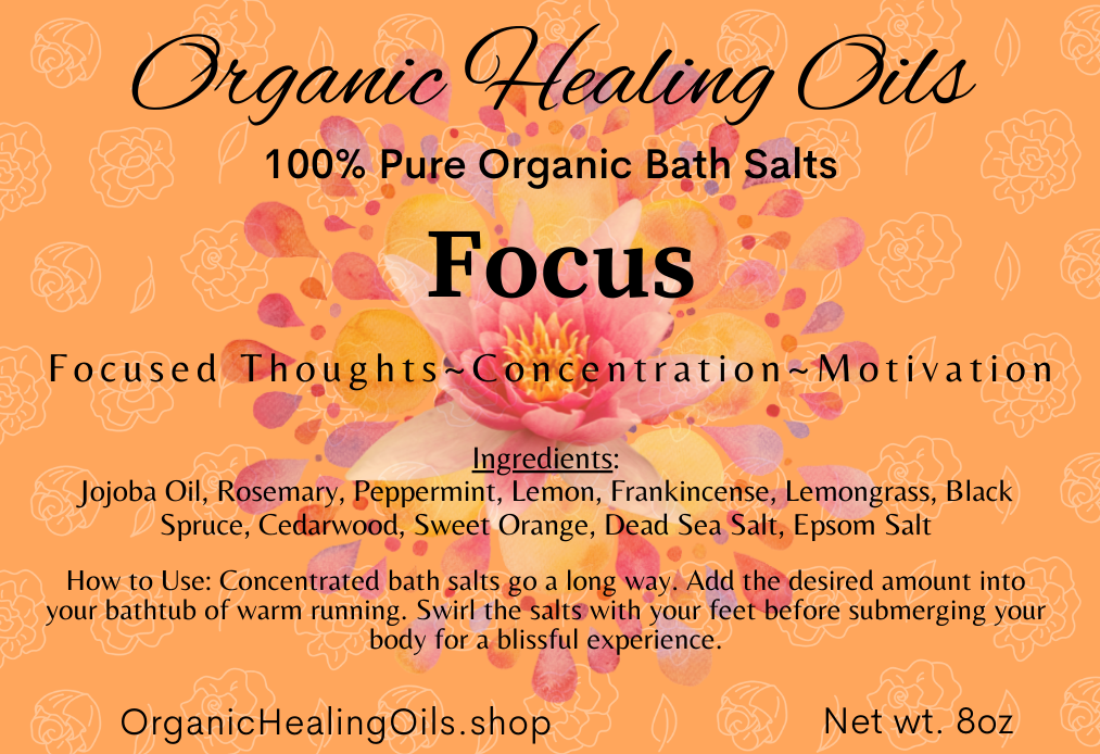 Label for Emotional Harmony | Concentrated Essential Bath Salts | Focus