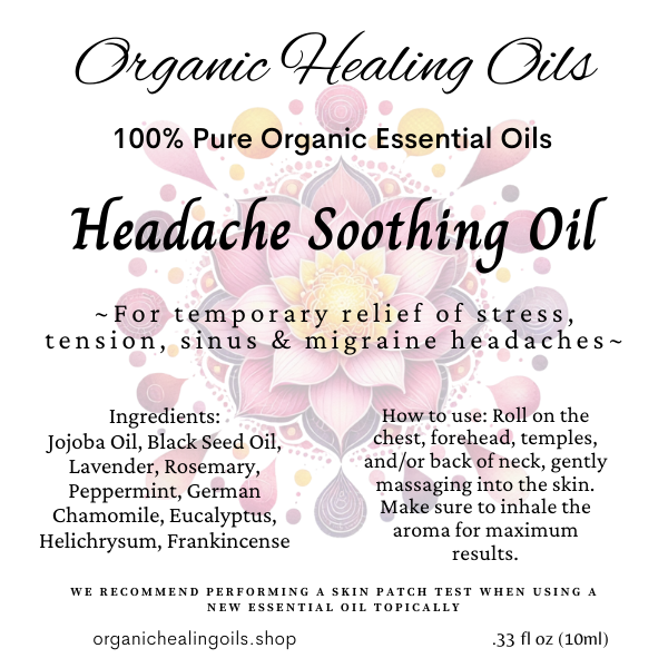 Headache Soothing Oil Blend | Roller or Sniffer Salts | 10ml - Organic Healing Oils