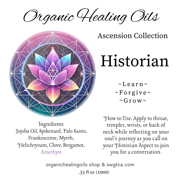 Historian Ascension anointing oil 10ml bottle label