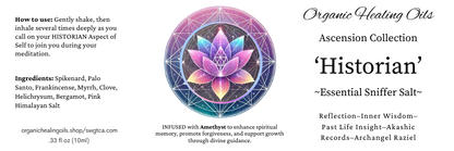 Ascension Collection Sniffer Salts - Spiritual Growth 10ml Historian Blend with Amethyst for Inner Wisdom and Reflection.