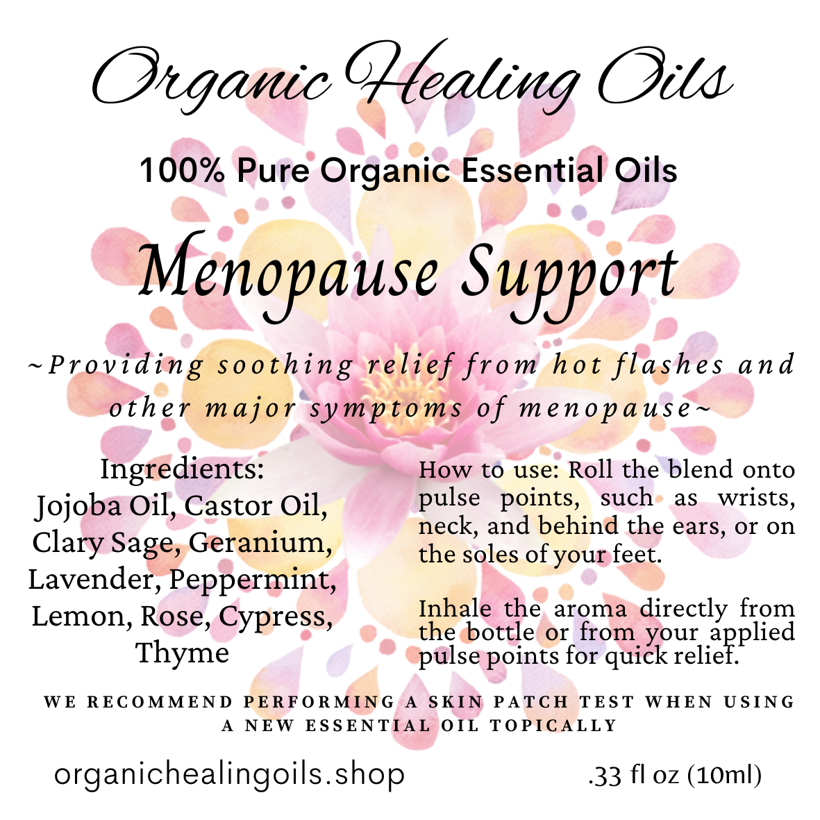 Menopause Support Oil Label