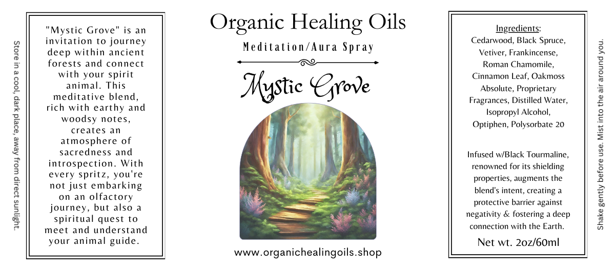 Meditation Aura Spray - Mystic Grove for Spiritual Grounding & Forest Wisdom, 2oz/60ml.