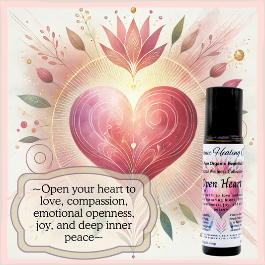 Open Heart 10ml Roller with a watercolor heart background