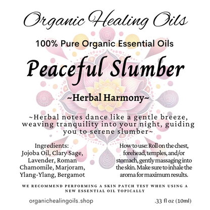 Peaceful Slumber | Natural Sleep Aid | 10ml Roller and Sniffer Salts - Organic Healing Oils