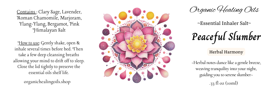 Peaceful Slumber | Herbal Harmony Aromatherapy Inhaler Salts label - 10ml - Organic Healing Oils