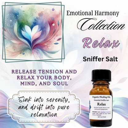 Relax Sniffer Salt: natural stress relief- Release tension and relax your body, mind, and soul. Sink into serenity,  and drift into pure relaxation.