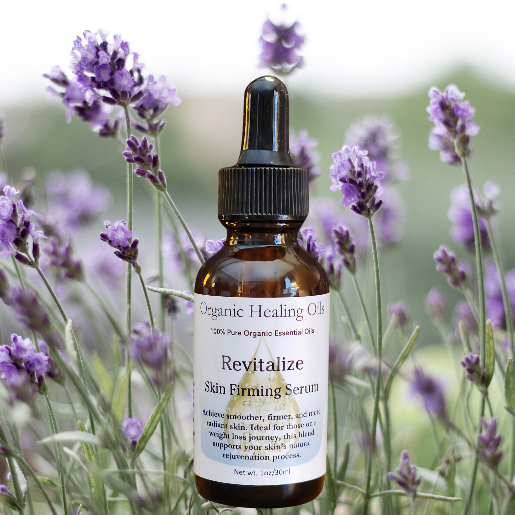 NEW Revitalize Skin Firming Serum for smoother, firmer skin after weight loss 30ml Dropper Bottle by Organic Healing Oils.