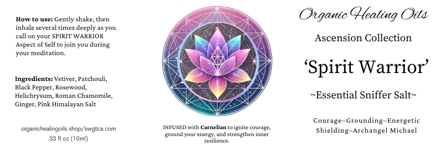 "Ascension Collection Sniffer Salts 10ml - Spirit Warrior Essential Oils with Carnelian for Courage, Grounding, Archangel Michael."