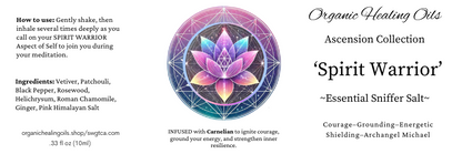 "Ascension Collection Sniffer Salts 10ml - Spirit Warrior Essential Oils with Carnelian for Courage, Grounding, Archangel Michael."