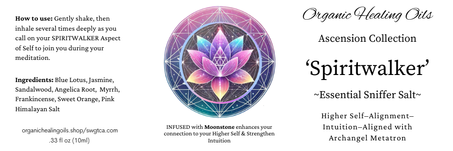 Label for the Spiritwalker Ascension Sniffer Salts 10ml bottle.