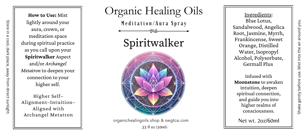 Organic Healing Oils Spiritual Ascension Spray with Moonstone, 60ml.