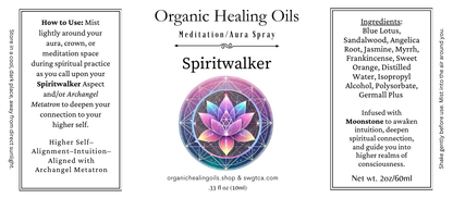 Organic Healing Oils Spiritual Ascension Spray with Moonstone, 60ml.