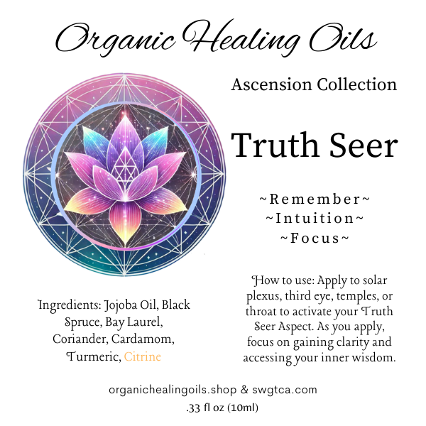 Truth Seer Ascension anointing oil 10ml bottle label