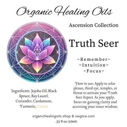 Truth Seer Ascension anointing oil 10ml bottle label