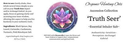 Organic Healing Oils Truth Seer Spiritual Ascension Aromatherapy Inhaler bottle with Chrysocolla for authenticity and spiritual truth.