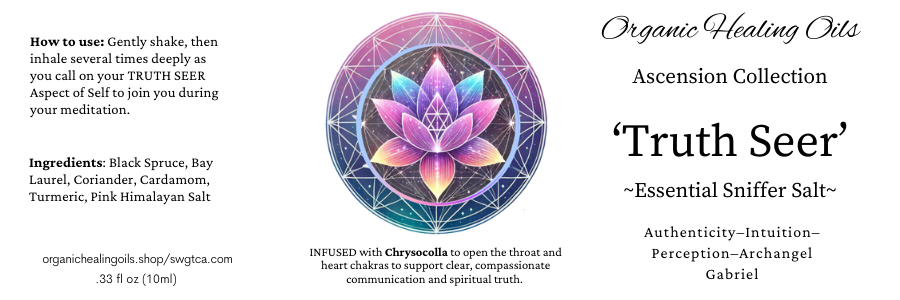Label for the Truth Seer Ascension Sniffer Salts 10ml bottle.